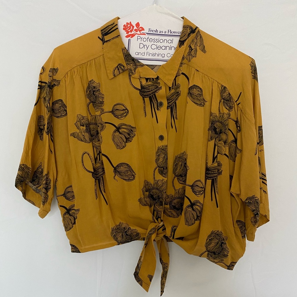 Urban Outfitters Cropped Button Down + Front Tie Top